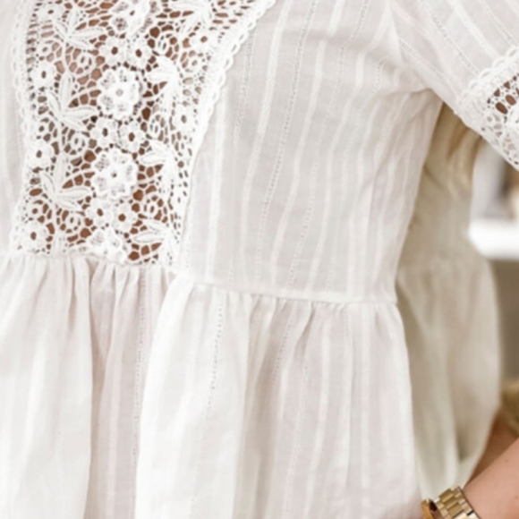 ♥️New boutique white lace slicing Cotton top - Picture 5 of 12